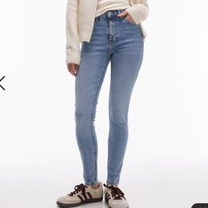 Topshop Jamie High Rise Skinny Jeans – Bleach Wash – Size W28L32